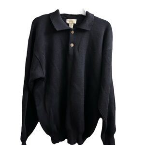 Tricots St. Raphael Pure New Wool Size LT Navy Blue Sweater With Elbow Pads